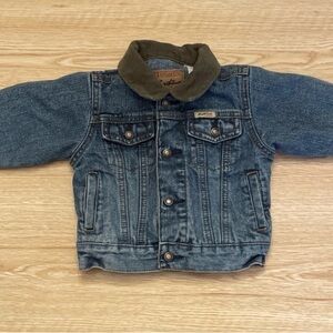 Levi Strauss & Co Denim Jacket Olive Green Corduroy Collar 18months Unisex